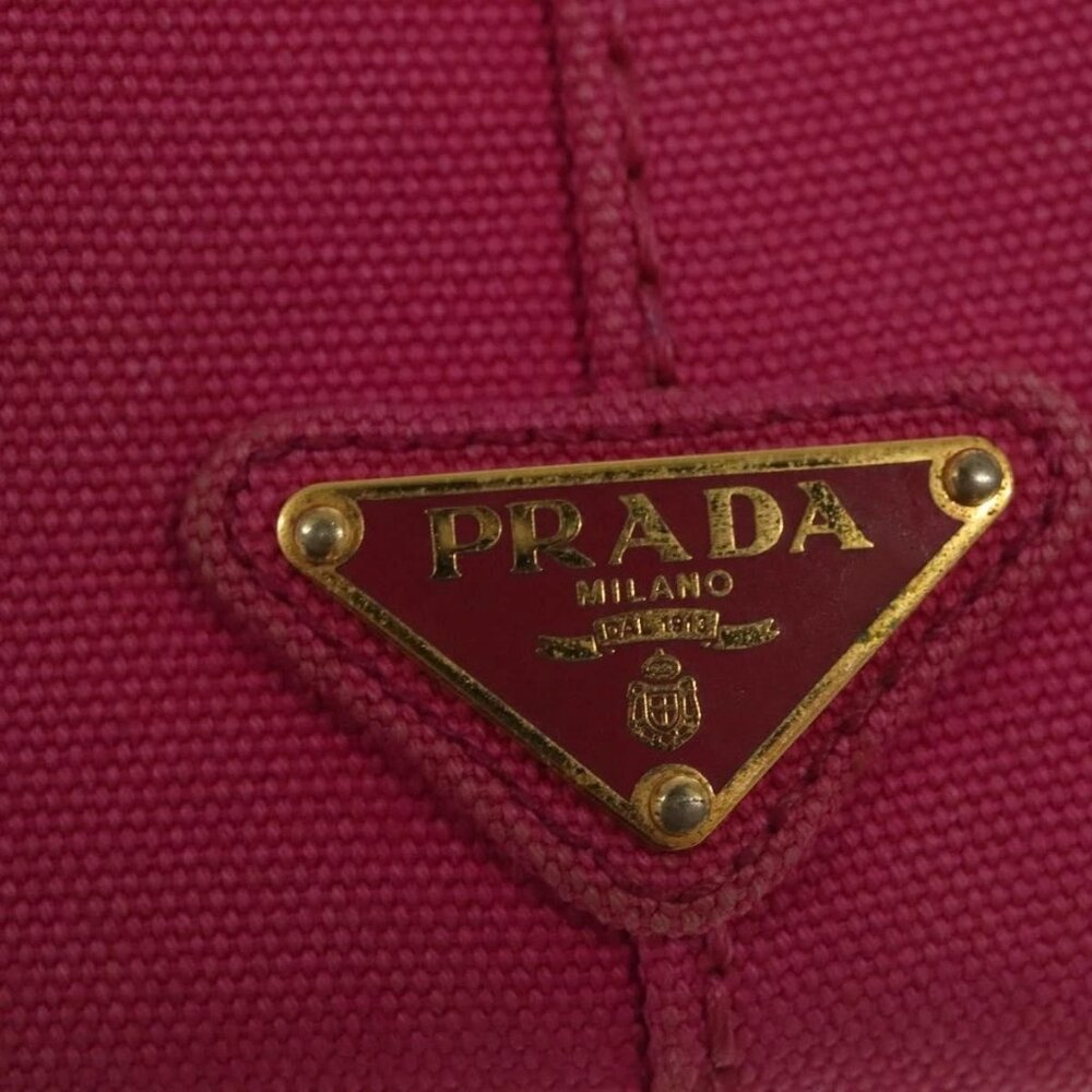 PRADA Canapa PM Hand Bag Canvas Pink Gold Auth bs28699 - Picture 11 of 16